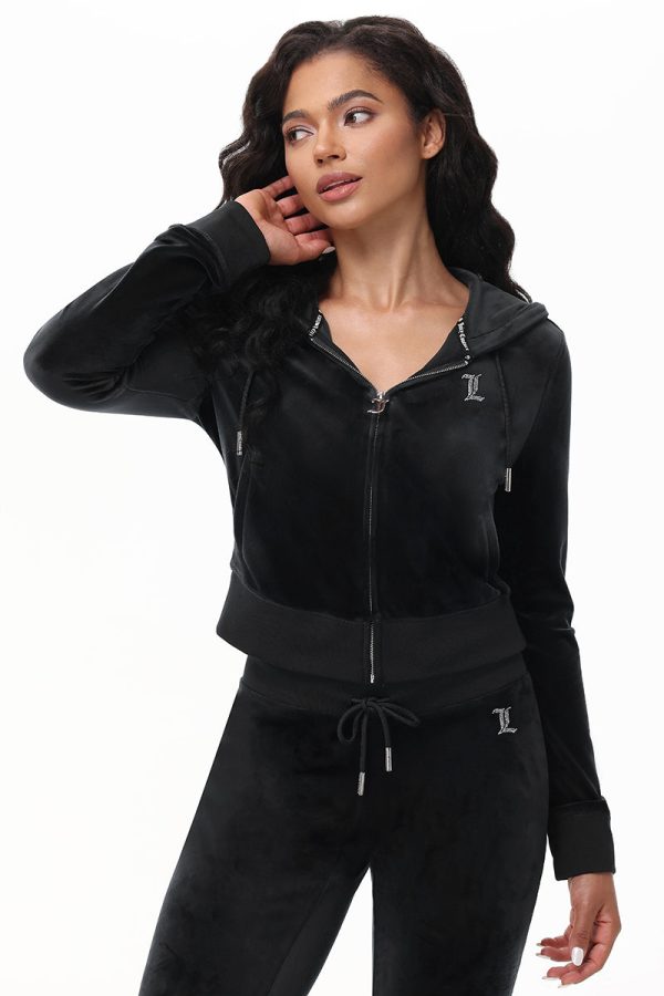 Custom Initial OG Big Bling Velour Hoodie - Image 14