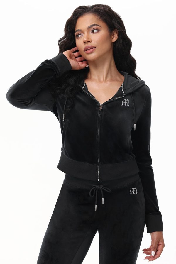 Custom Initial OG Big Bling Velour Hoodie - Image 15