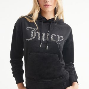 Oversized Big Bling Velour Hoodie