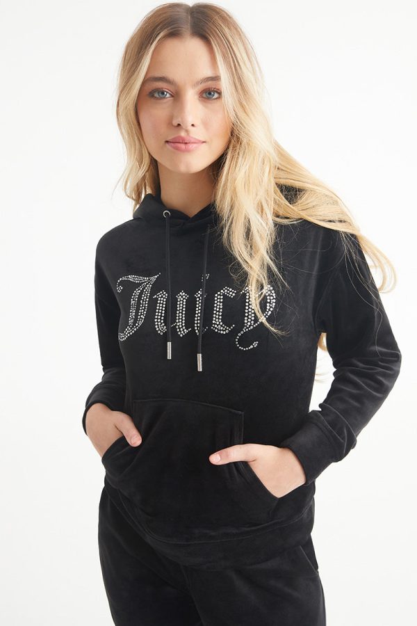 Oversized Big Bling Velour Hoodie - Image 2