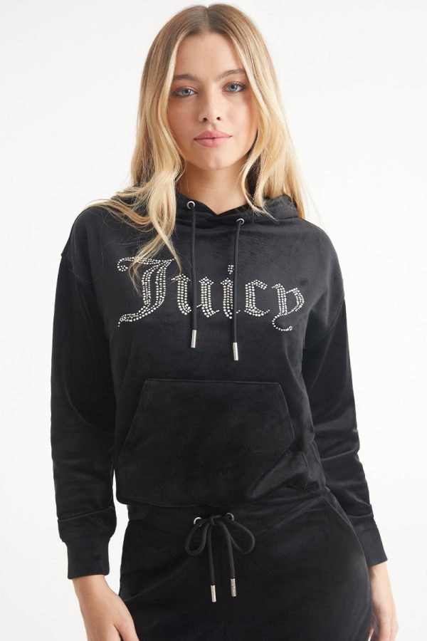 Oversized Big Bling Velour Hoodie - Image 3
