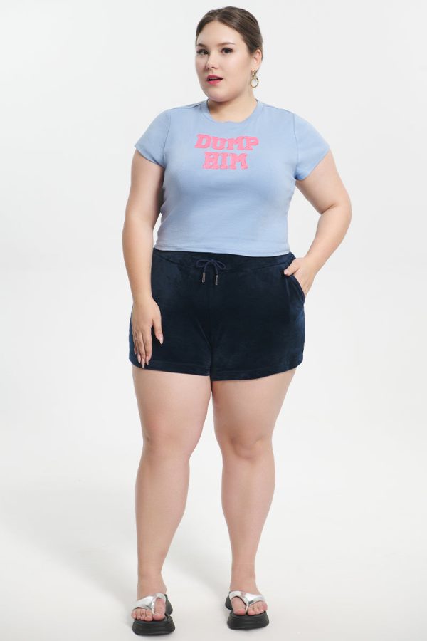 Plus-Size Big Bling Velour Shorts - Image 3