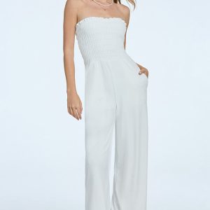 Smocked Velour Jumpsuit