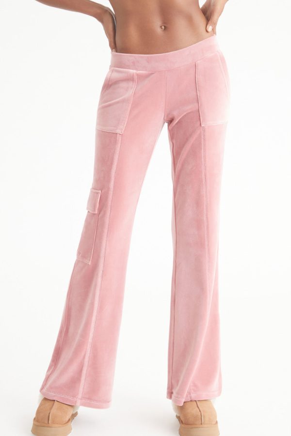 Low Rise Snap Pocket Velour Cargo Pants - Image 2