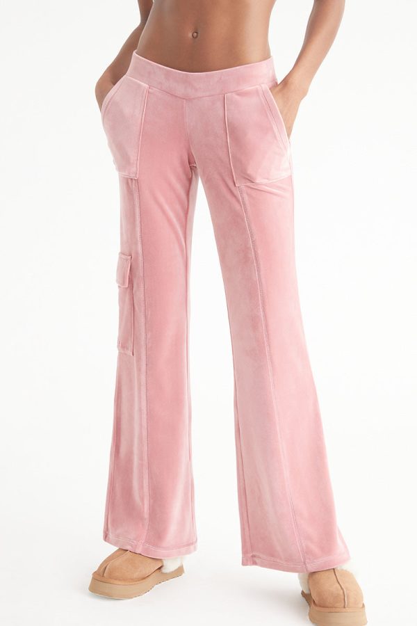 Low Rise Snap Pocket Velour Cargo Pants - Image 4
