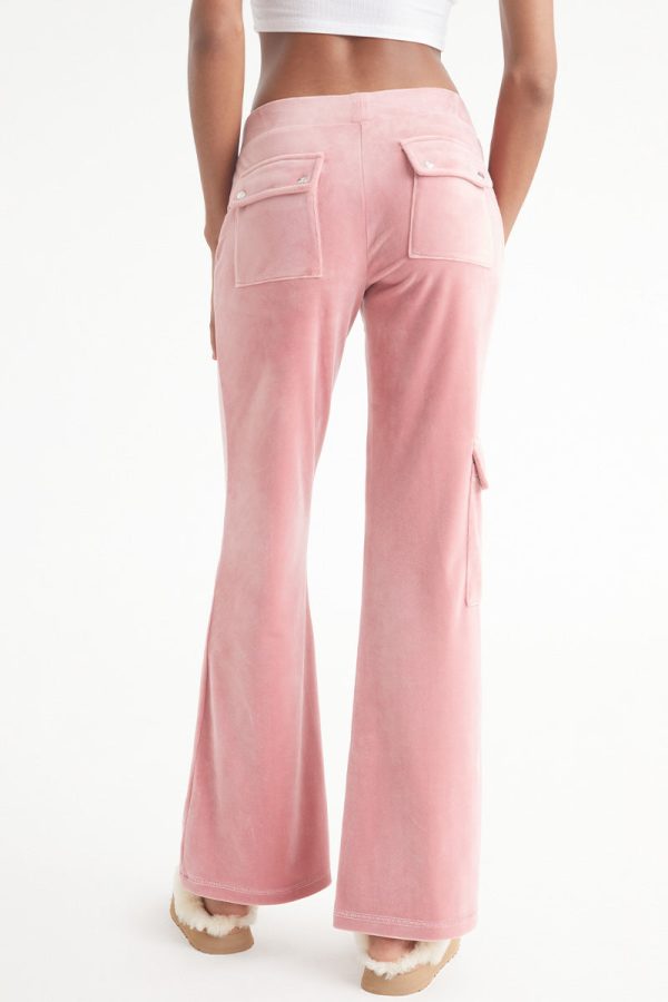 Low Rise Snap Pocket Velour Cargo Pants