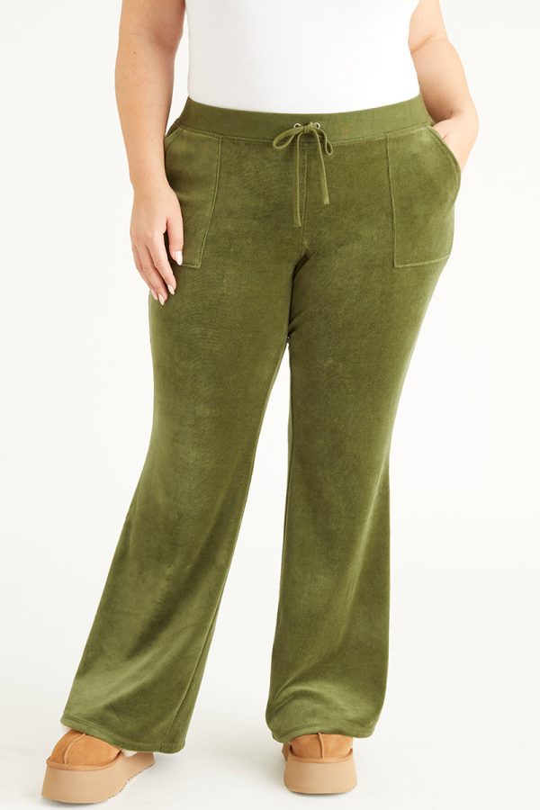 Plus-Size Hollywood Snap Pocket Cotton Velour Track Pants - Image 2