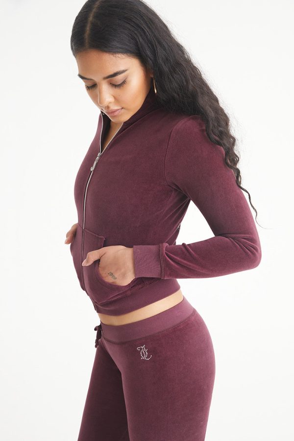 Ombre Bling Cotton Velour Mockneck Track Jacket - Image 4