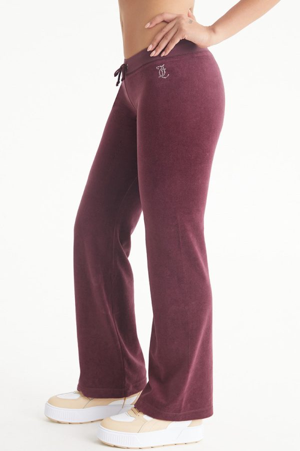 Malibu Small Bling Cotton Velour Track Pants - Image 3