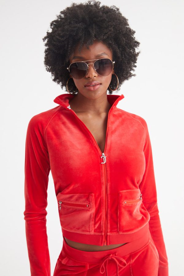 Mockneck Velour Cargo Track Jacket - Image 2