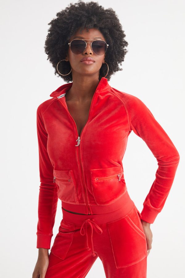 Mockneck Velour Cargo Track Jacket - Image 4