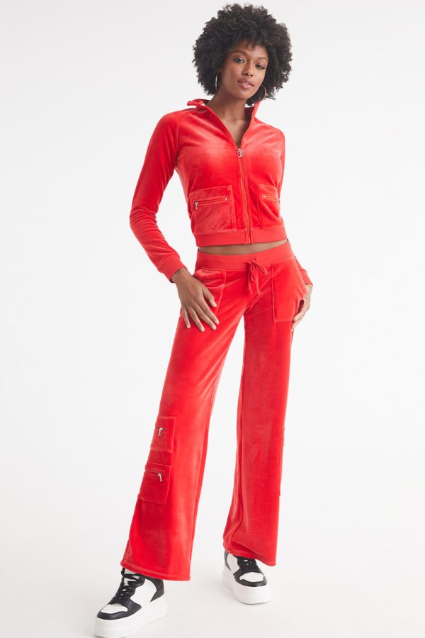Mockneck Velour Cargo Track Jacket - Image 9