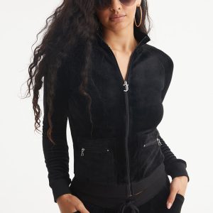 Mockneck Velour Cargo Track Jacket