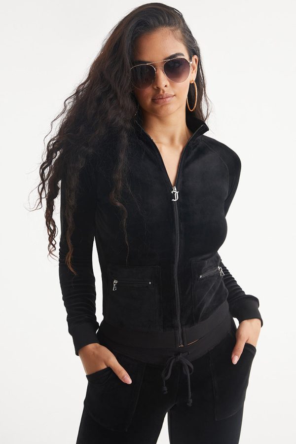 Mockneck Velour Cargo Track Jacket