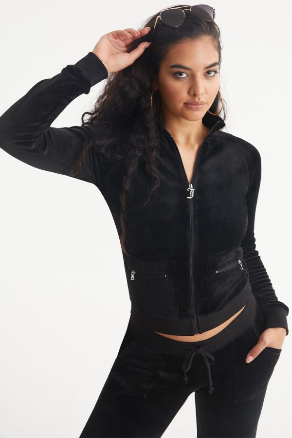 Mockneck Velour Cargo Track Jacket - Image 2