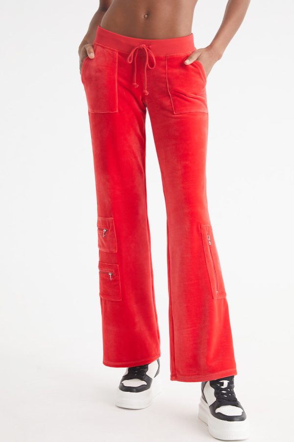 Snap Pocket Velour Cargo Pants - Image 2