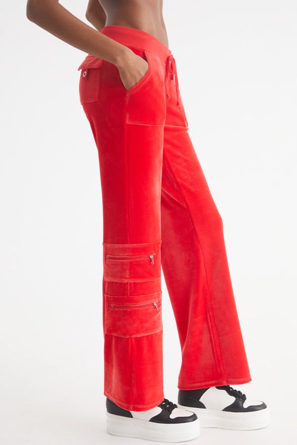 Snap Pocket Velour Cargo Pants - Image 3