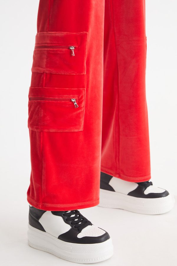 Snap Pocket Velour Cargo Pants - Image 5