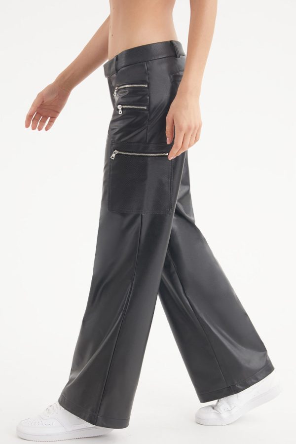 Faux Leather Cargo Pants - Image 4