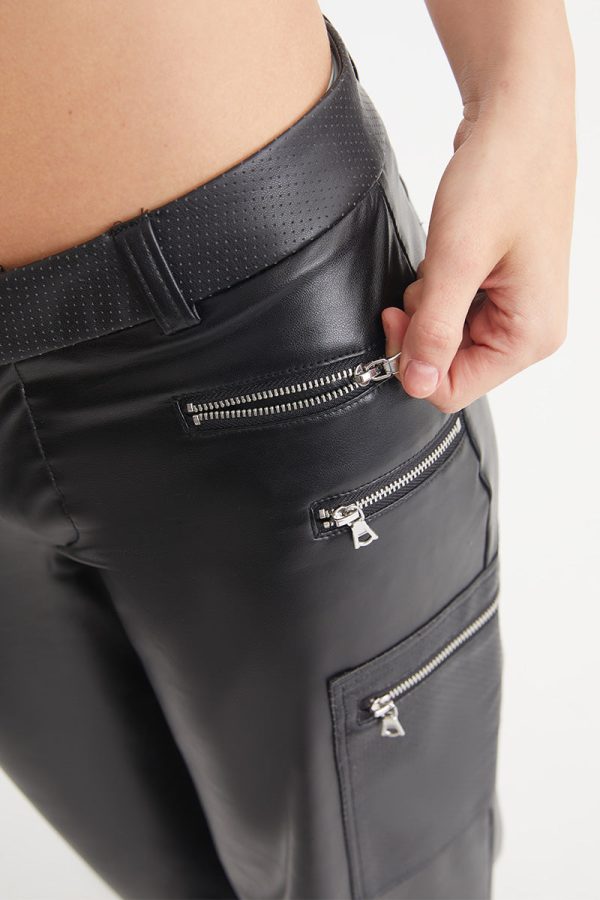 Faux Leather Cargo Pants - Image 8