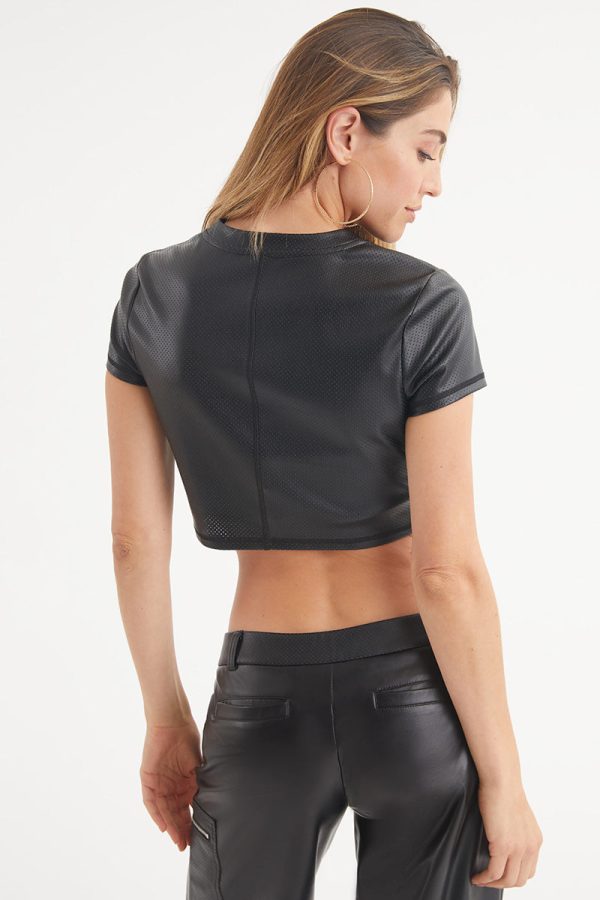 Faux Leather Crop Top - Image 2