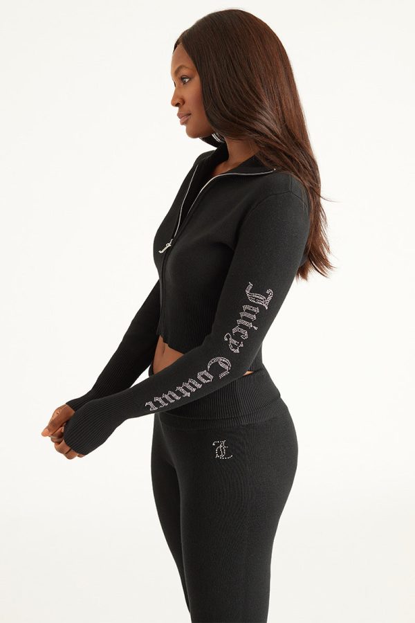 Side Bling Knit Cropped Jacket - Image 2