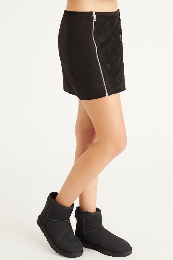 Faux Suede Double Zip Skirt - Image 2