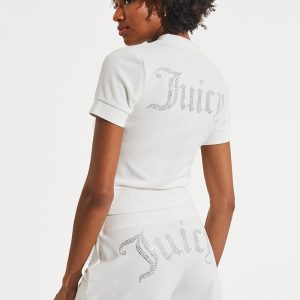 Short Sleeve Big Bling Cotton Velour Zip-Up