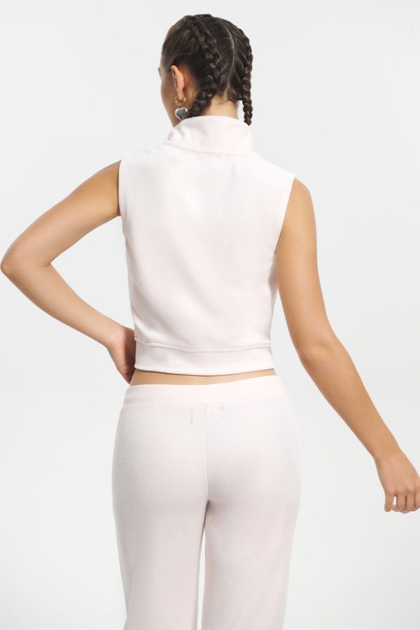 Mockneck Cotton Velour Zip-Up Vest - Image 3