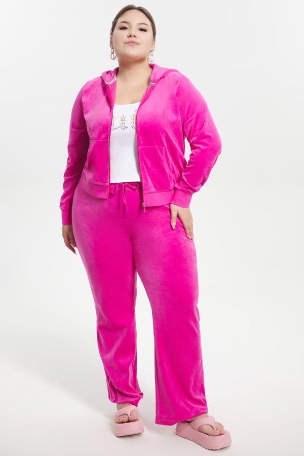 Plus-Size Classic Cotton Velour Track Pants - Image 4