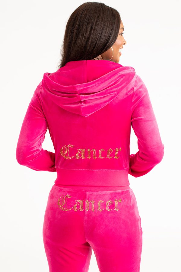 Cancer Customizable Big Bling Velour Hoodie