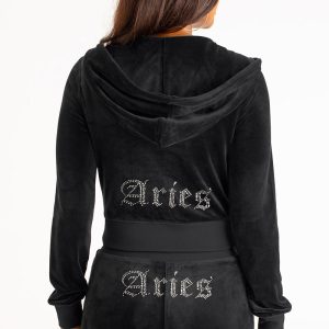 Aries Big Bling Velour Hoodie