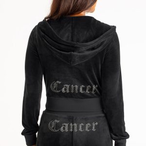 Cancer Big Bling Velour Hoodie