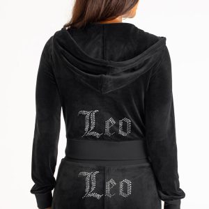 Leo Big Bling Velour Hoodie