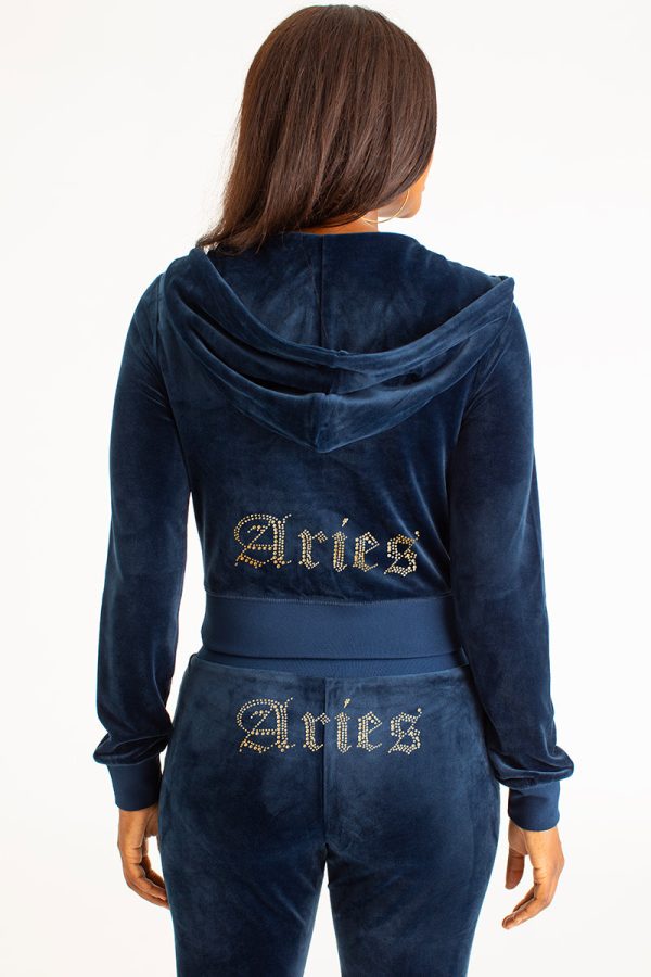 Aries Customizable Big Bling Velour Hoodie - Image 3