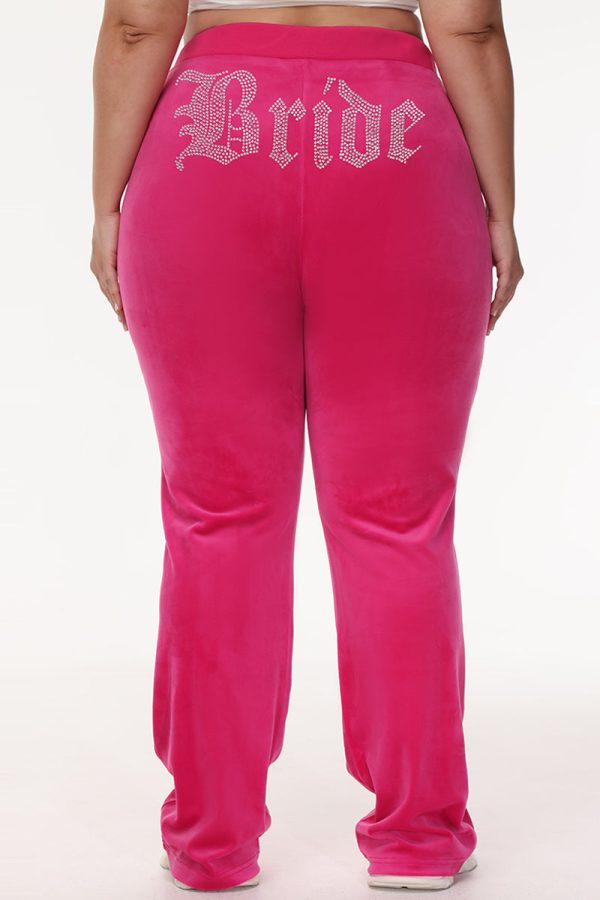 Bride Customizable Big Bling Velour Track Pants - Image 11