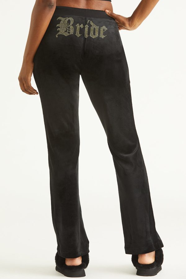 Bride Customizable Big Bling Velour Track Pants