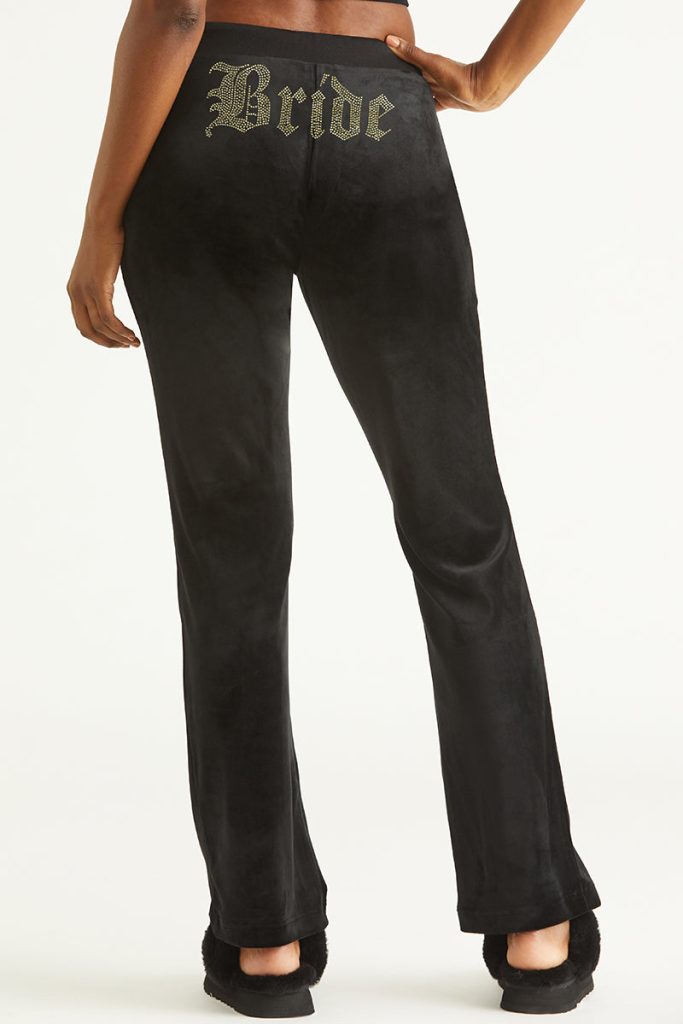 Bride Customizable Big Bling Velour Track Pants