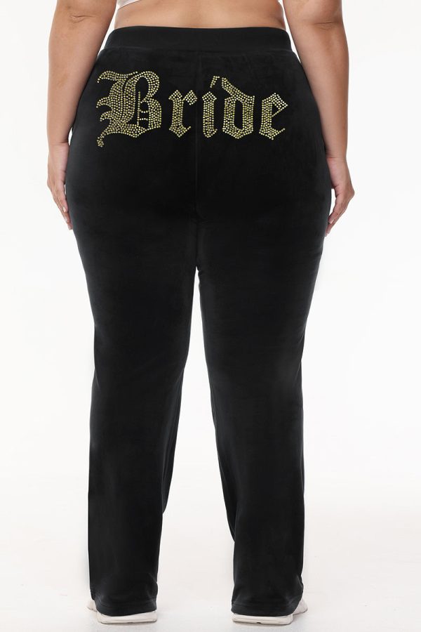 Bride Customizable Big Bling Velour Track Pants - Image 6
