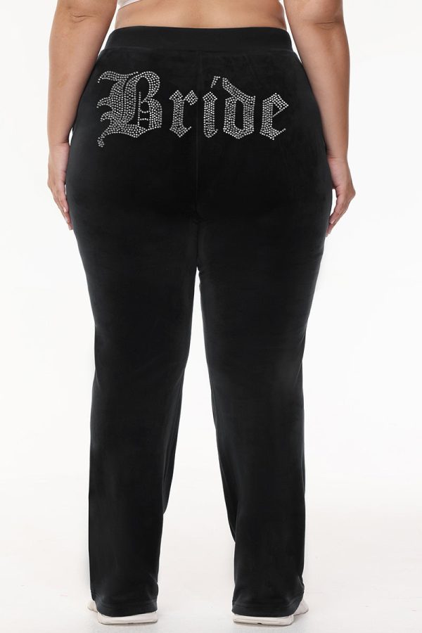 Bride Customizable Big Bling Velour Track Pants - Image 8