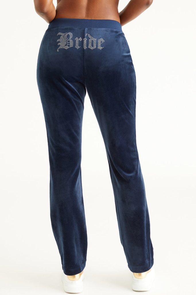 Bride Customizable Big Bling Velour Track Pants