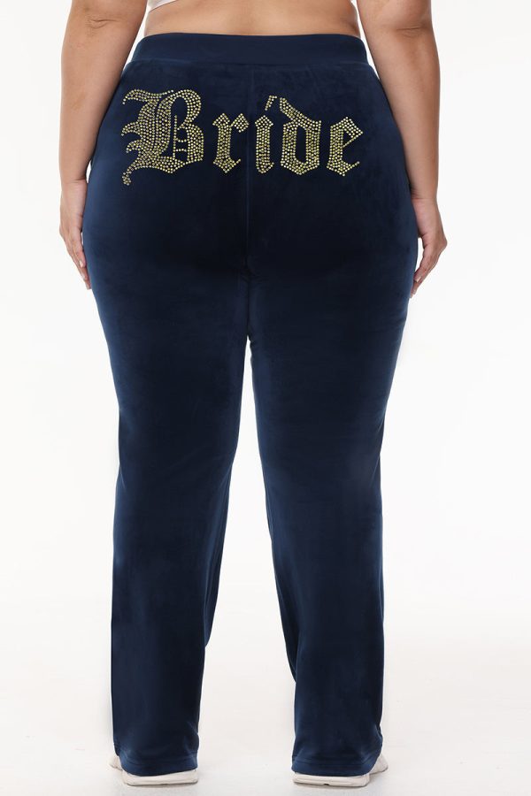 Bride Customizable Big Bling Velour Track Pants - Image 7