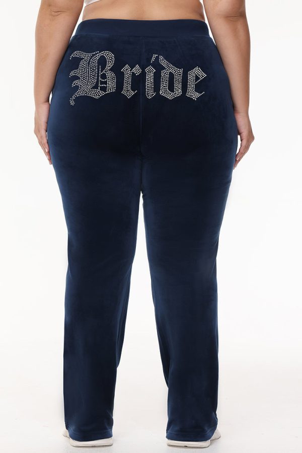 Bride Customizable Big Bling Velour Track Pants - Image 9