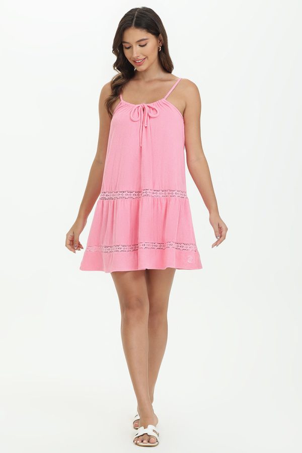 Towel Terry Lace Trim Tiered Dress - Image 5