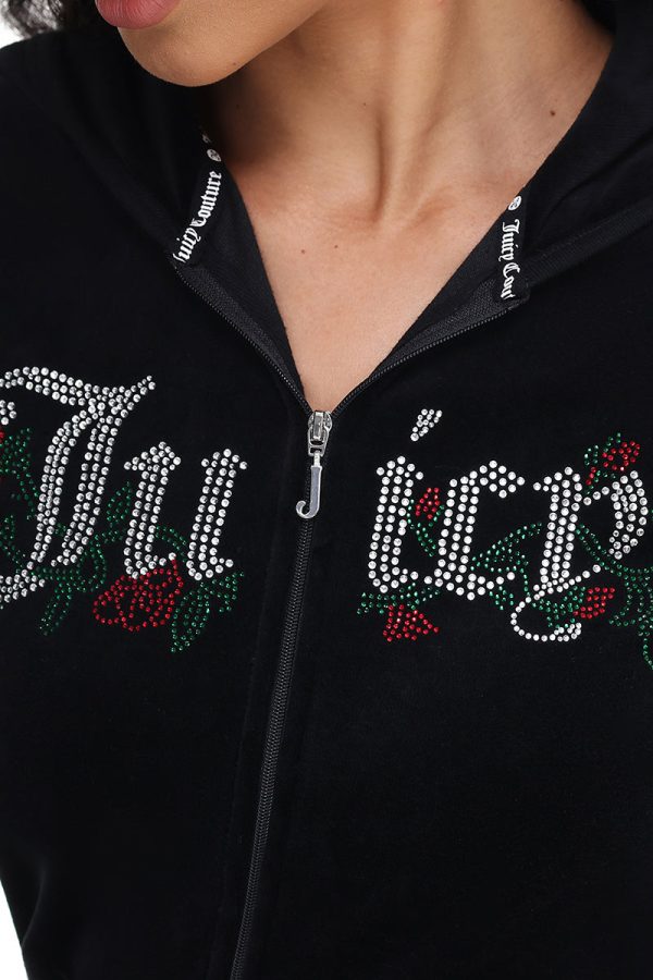 Juicy Roses Bling Cotton Velour Hoodie - Image 4