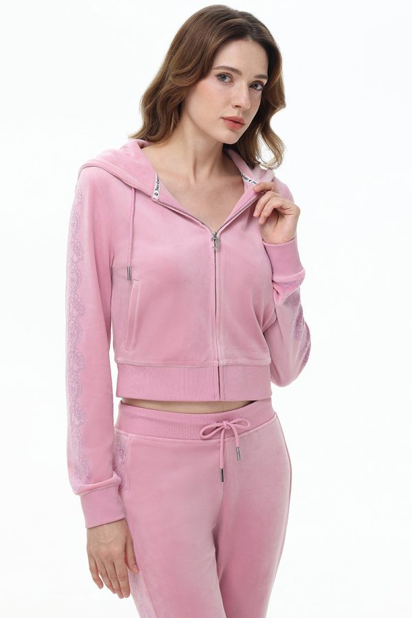 Lace Rhinestone Classic Hoodie - Image 2