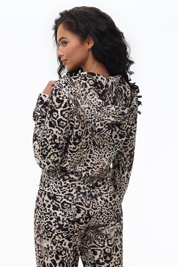 Animal Print Small Bling Velour Hoodie - Image 3