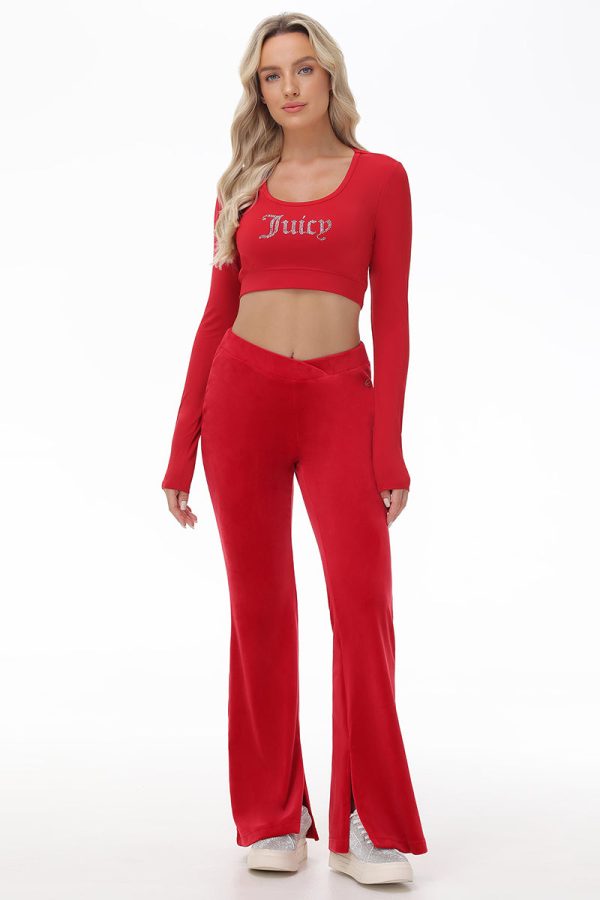 Small Bling Knit Cropped Long Sleeve Baby Tee - Image 5