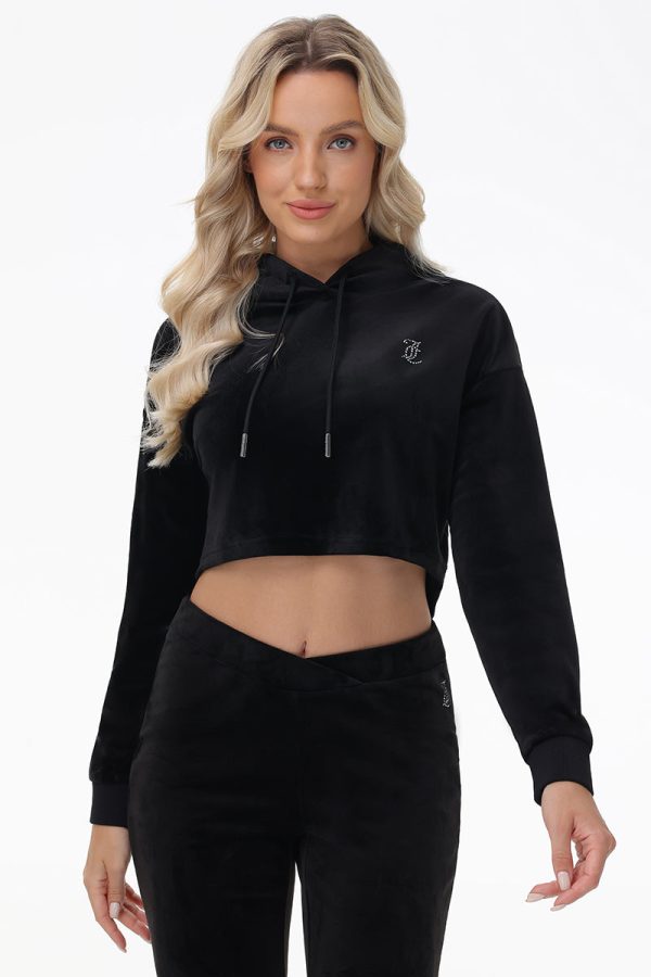 Big Bling High Low Cropped Hoodie - Image 3