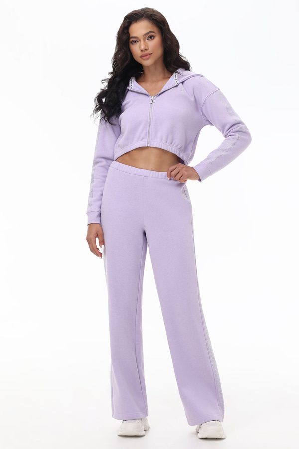Cropped Fleece Hoodie With Side Bling - Image 5